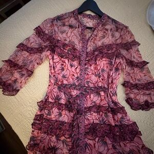 SALONI Pink and Purple Floral Dress